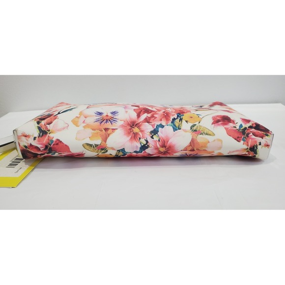 Karen Millen Floral Clutch Wristlet Bag Cream Pink Roses Designer Evening - Picture 8 of 14